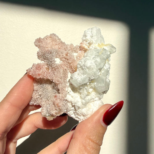 Mordenite & Calcite on Pink Micro Heulandite Cluster
