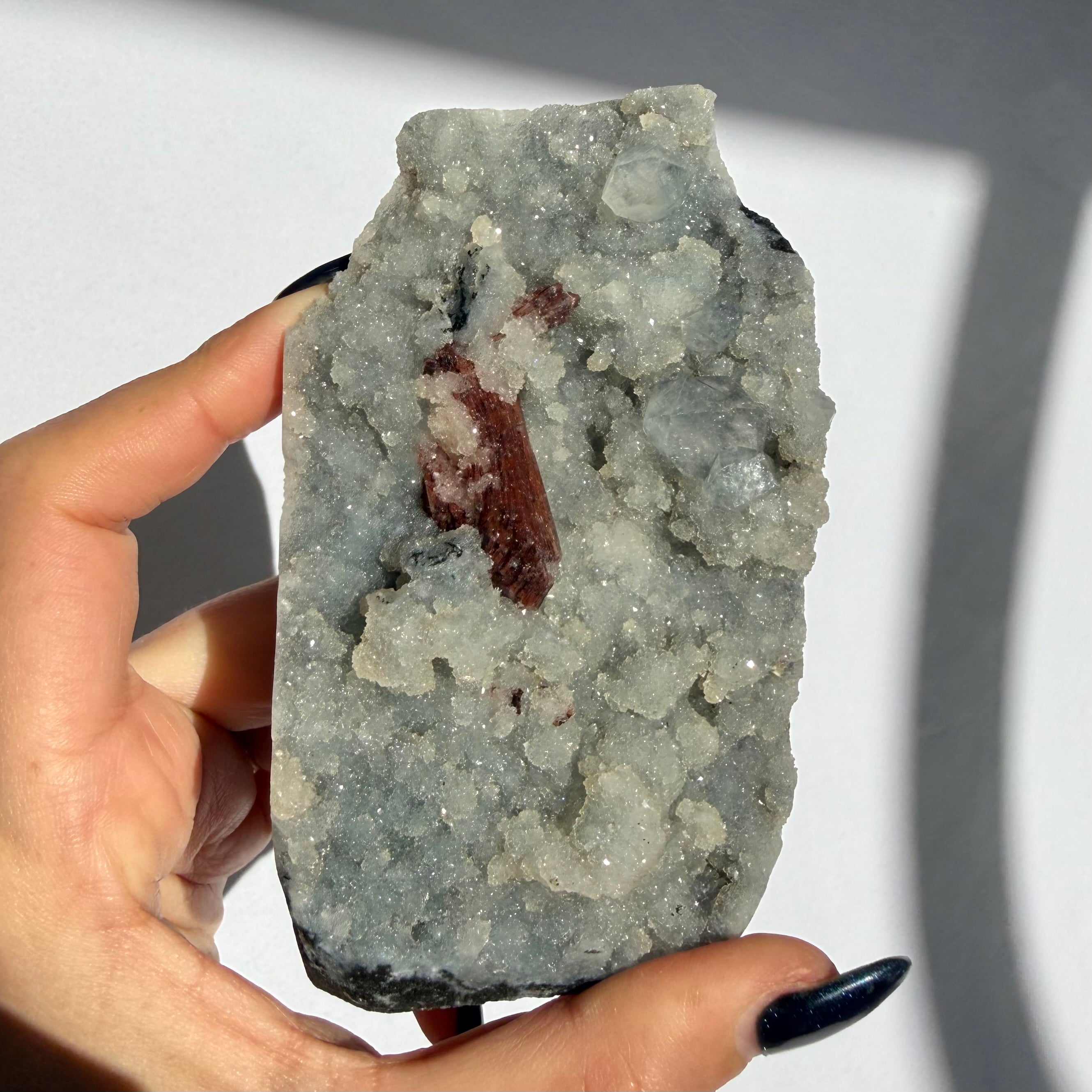 Heulandite & Apophyllite On Blue Chalcedony Freeform