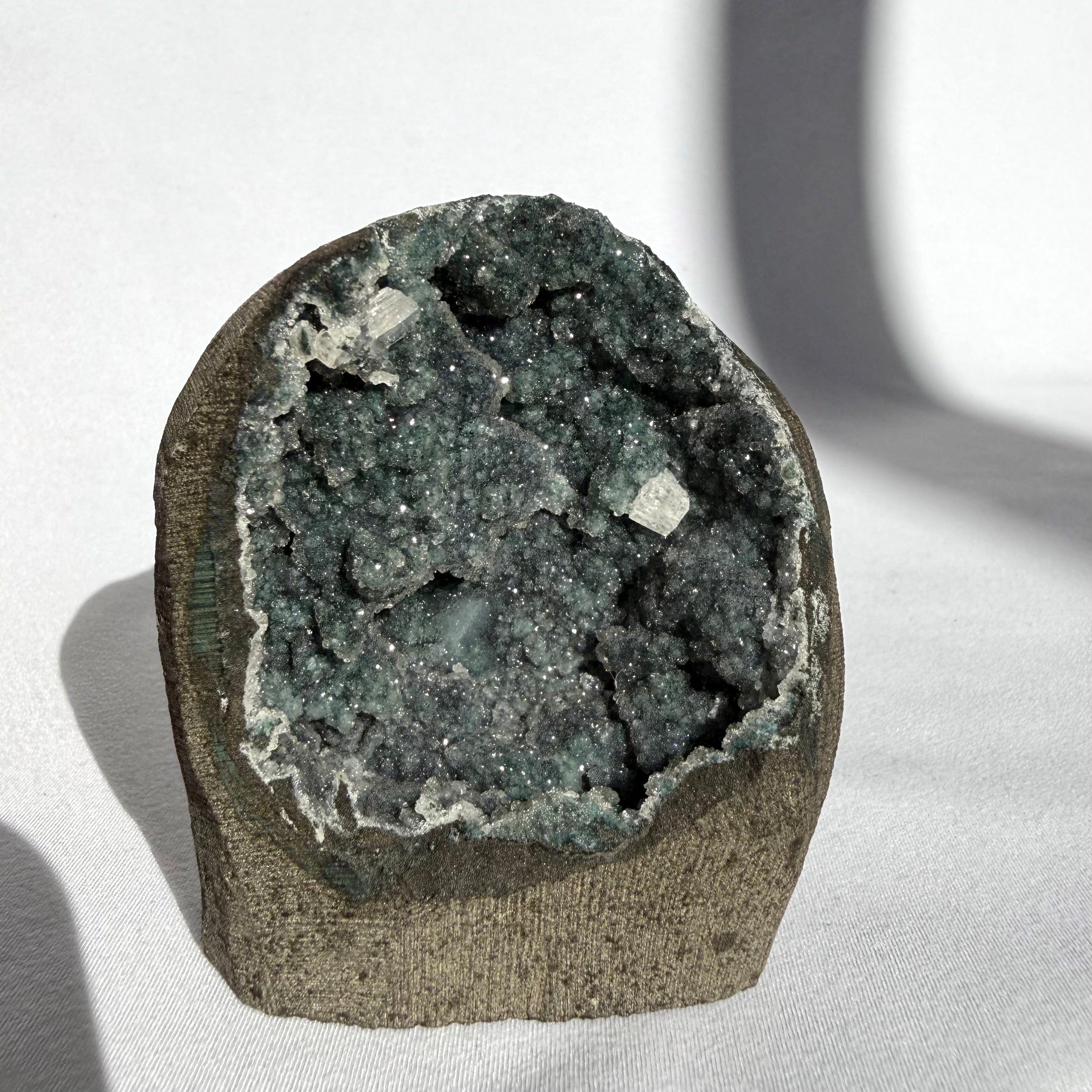 Calcite On Green Chalcedony Freeform