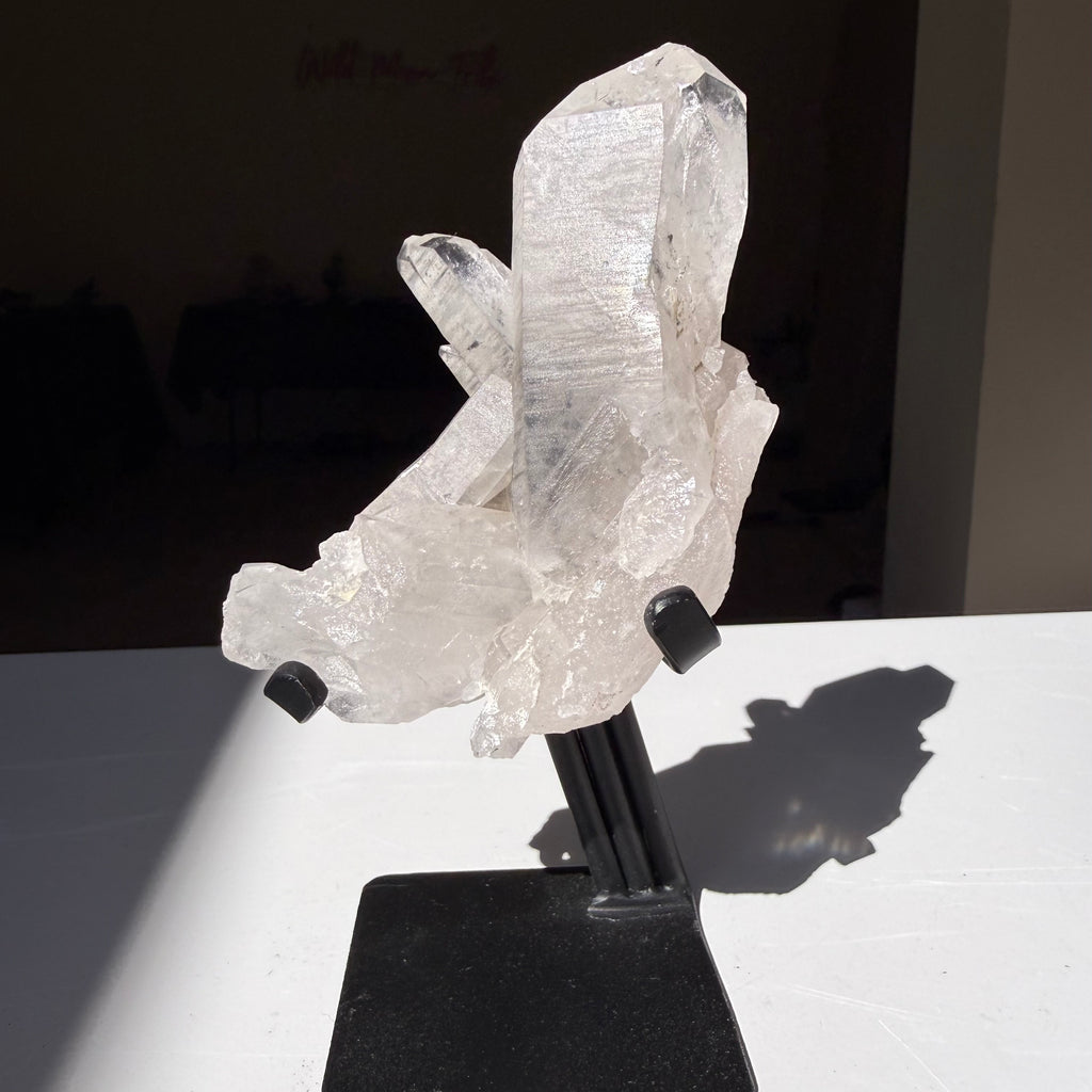 Black Lithium In Clear Quartz Cluster