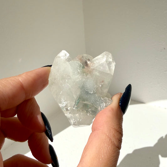 Diamond Apophyllite + Heulandite On White Chalcedony Cluster