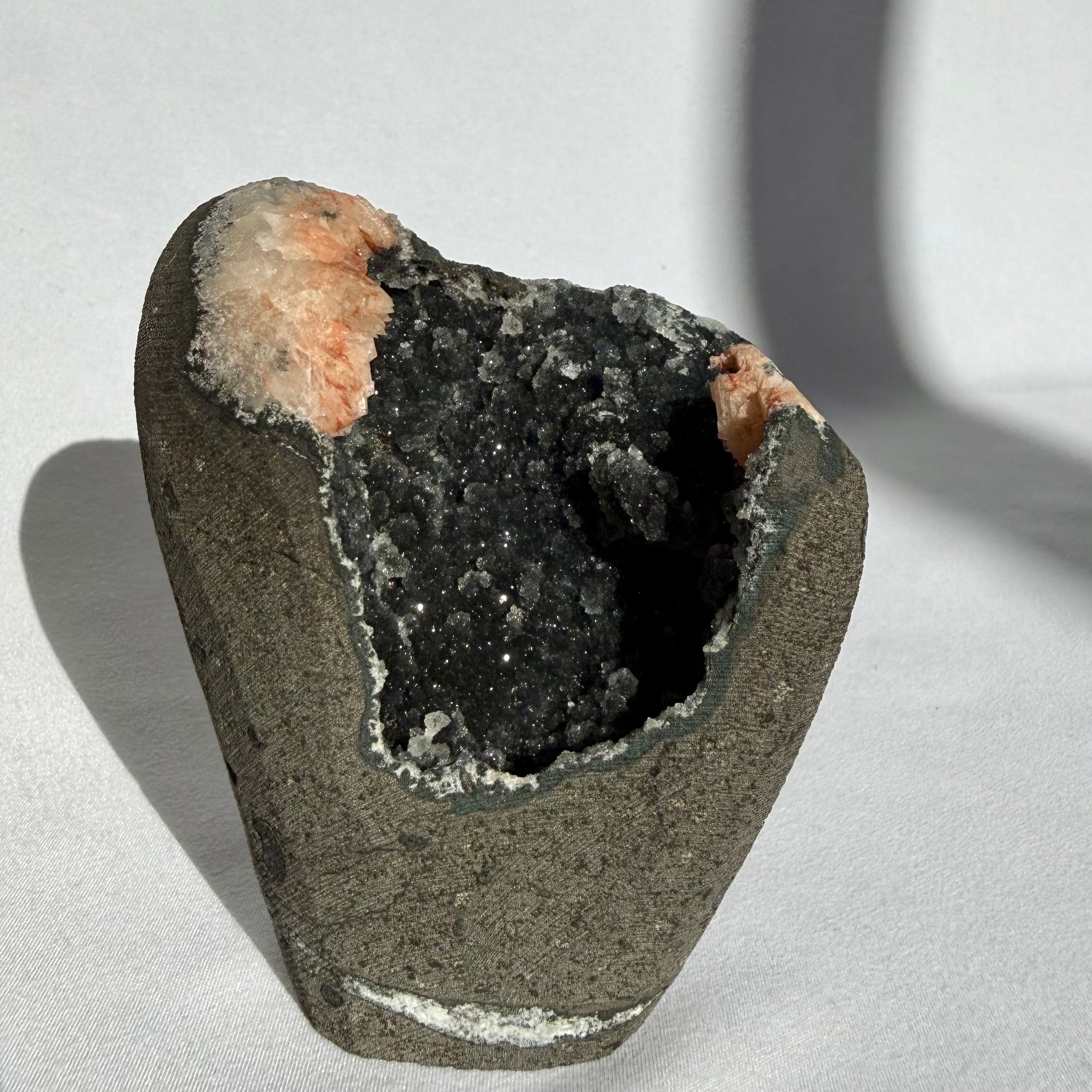 Heulandite On Black Chalcedony Freeform