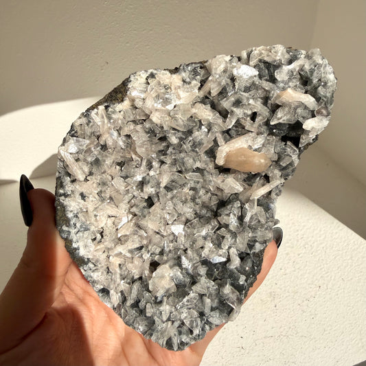 Heulandite On Black Chalcedony Cluster