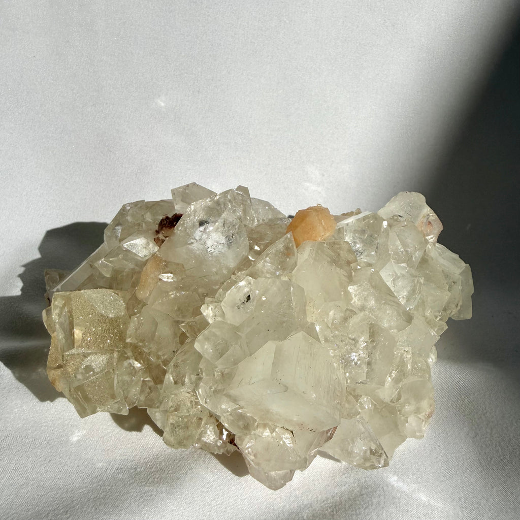 Heulandite & Apophyllite On Calcite Cluster