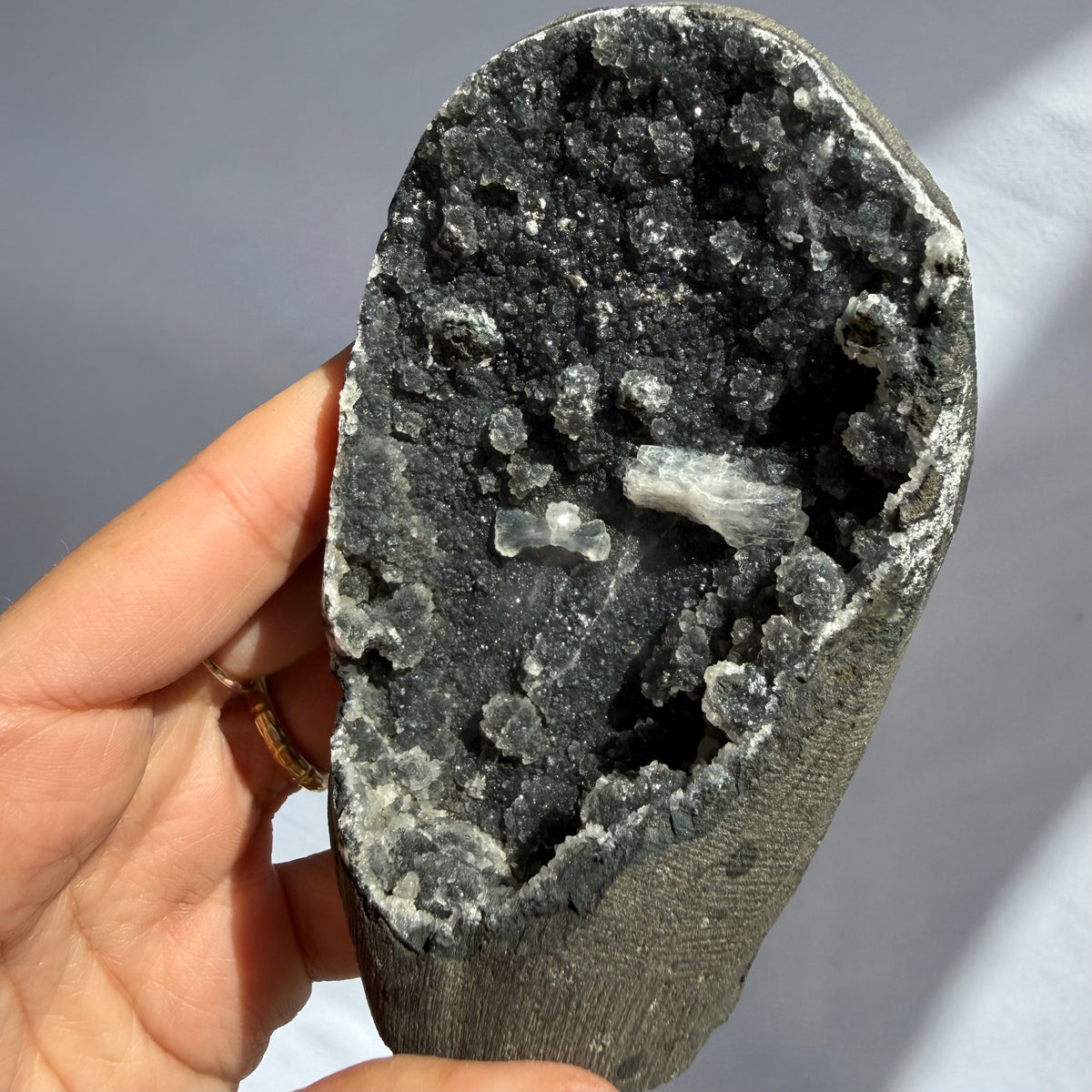Heulandite On Black Chalcedony Freeform