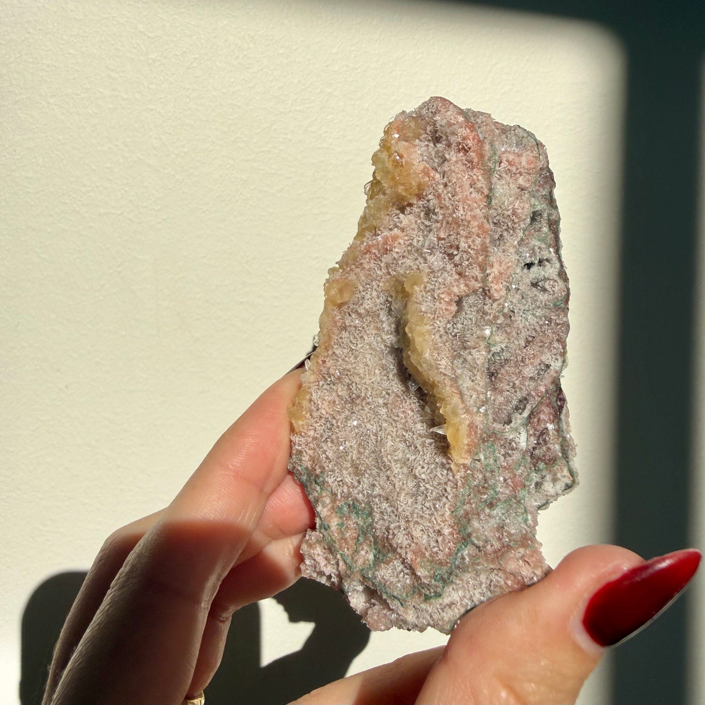 Calcite on Pink Micro Heulandite Cluster