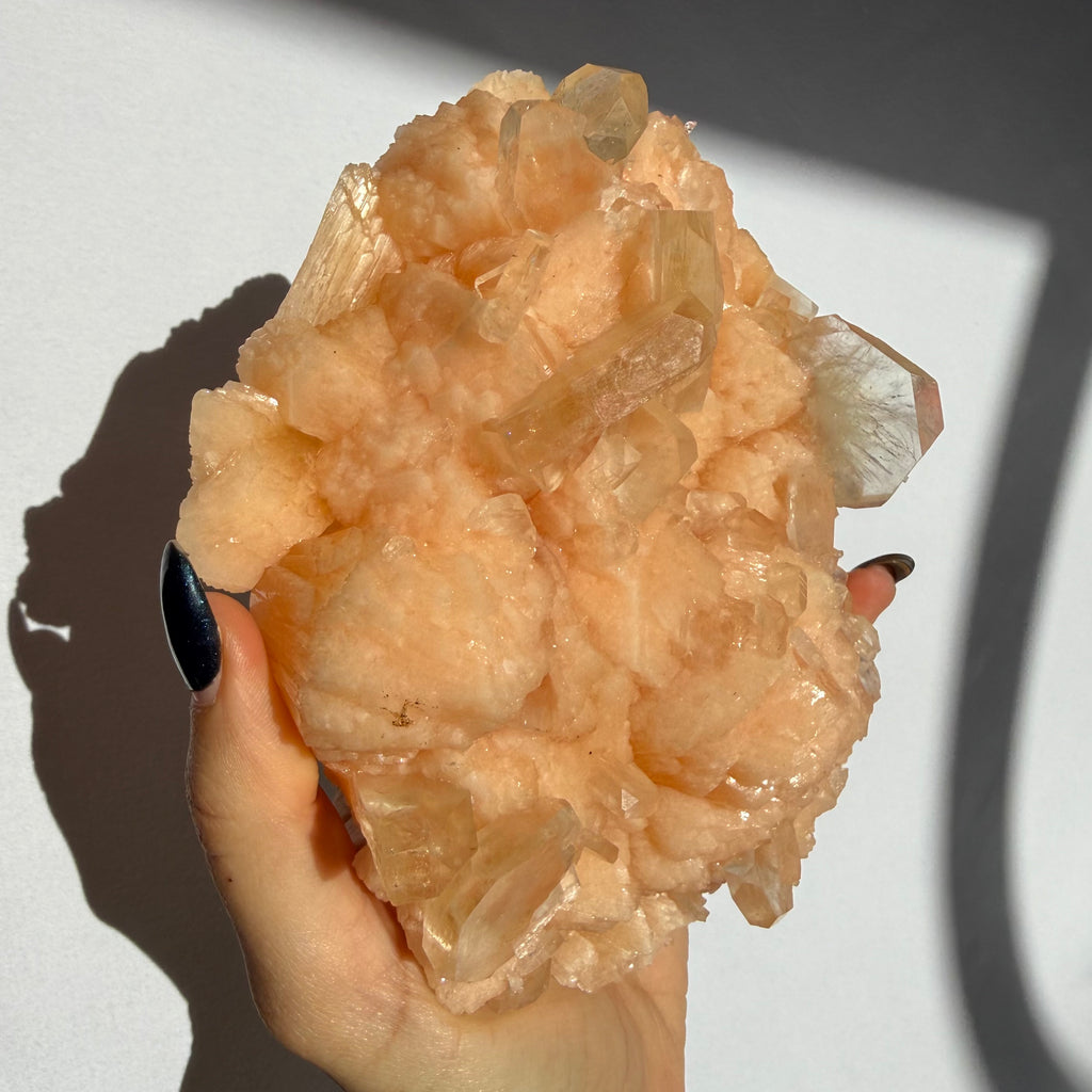 Green Apophyllite On Stilbite Cluster