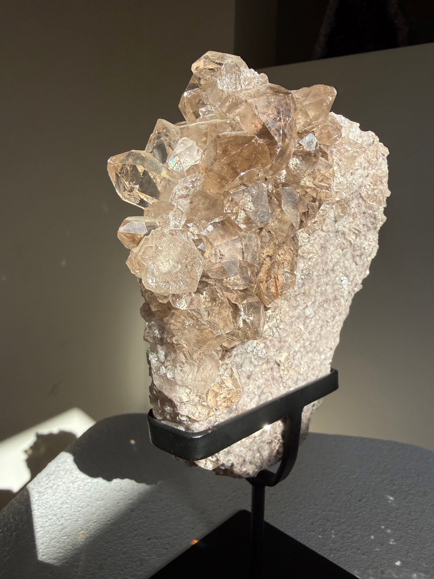 Smoky Rutile Quartz Cluster On Stand