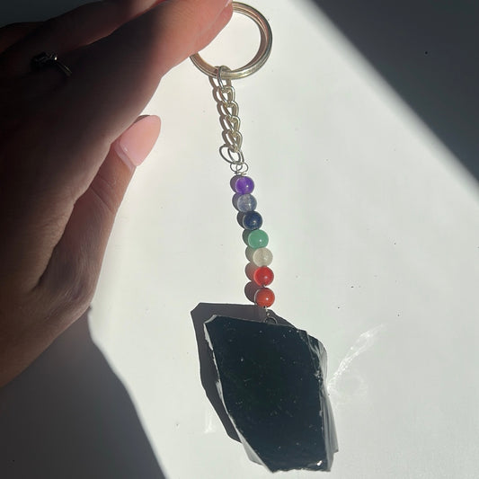 Black Obsidian Key Ring