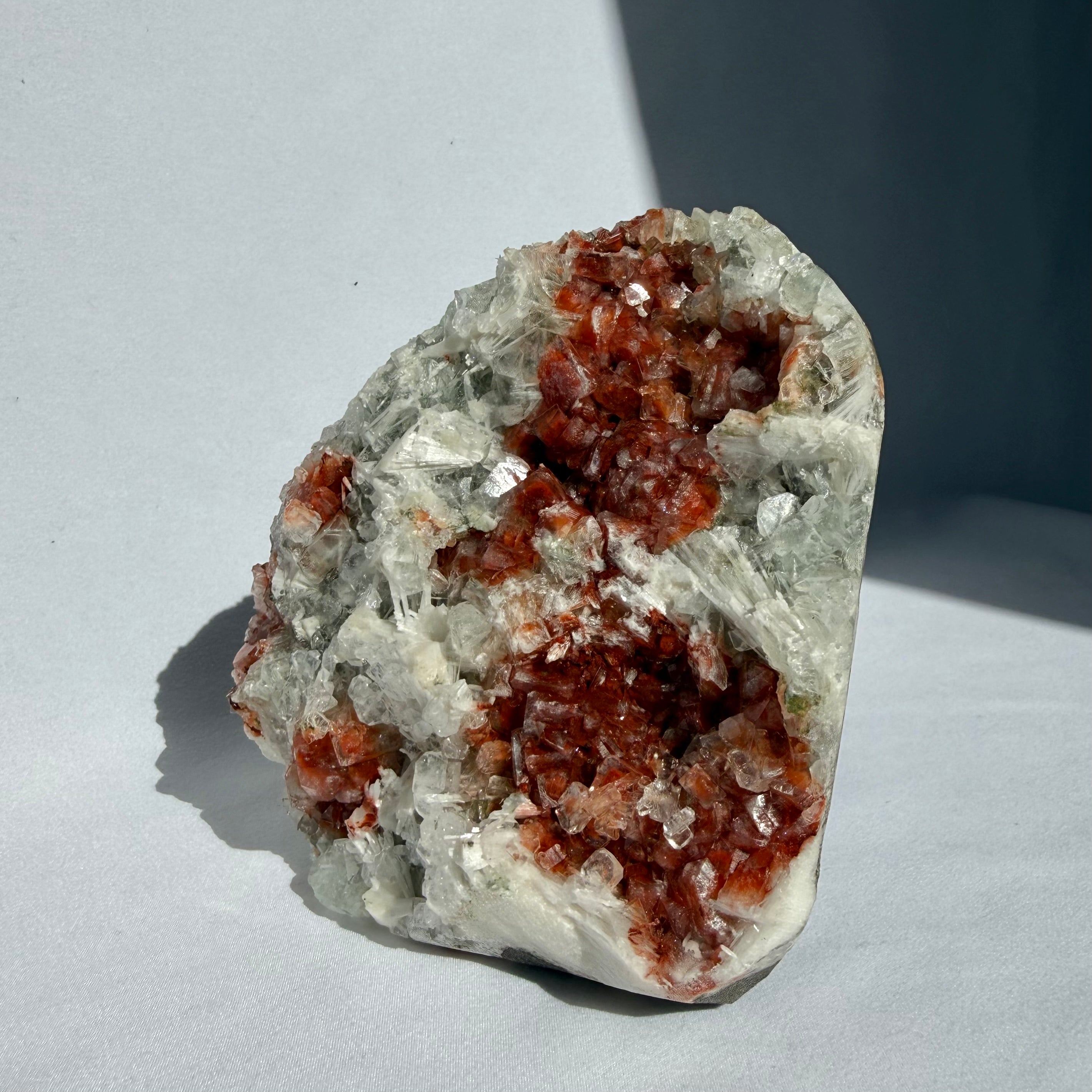 Scolecite On Red Apophyllite Freeform