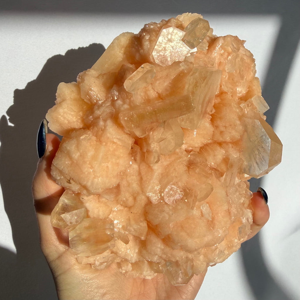 Green Apophyllite On Stilbite Cluster