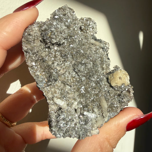 Micro Heulandite + Chalcedony On Calcite Cluster