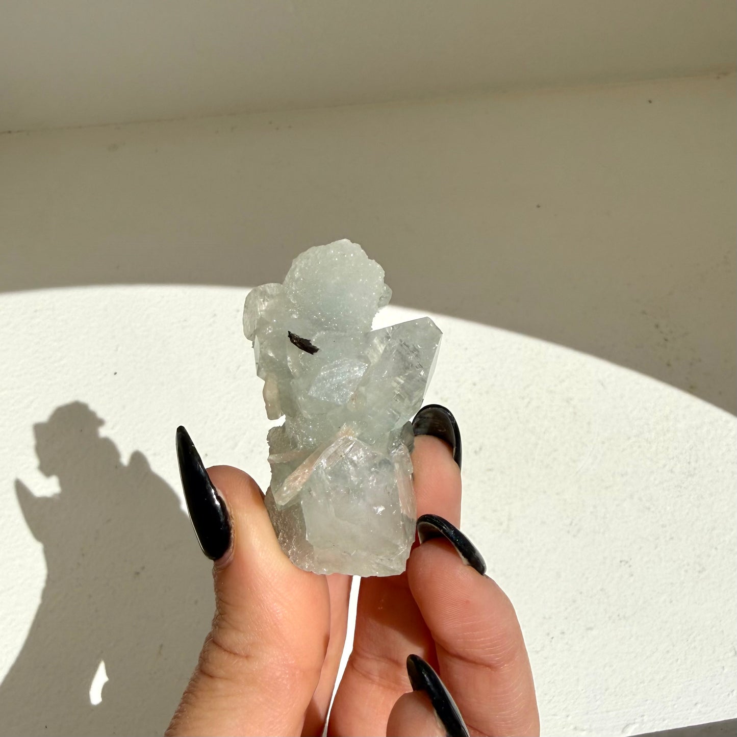 Apophyllite + Heulandite On White Chalcedony Cluster
