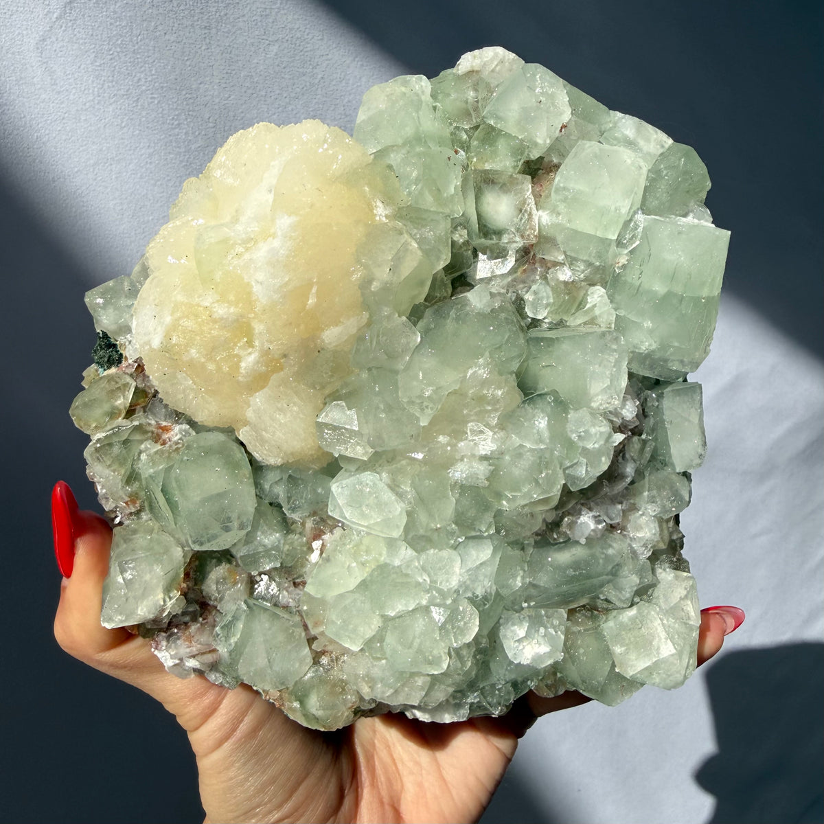 Stilbite On Green Apophyllite Freeform