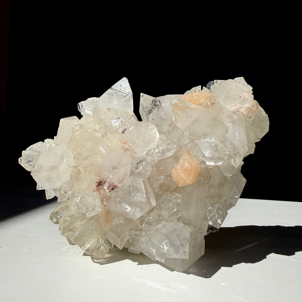 Heulandite & Apophyllite On Calcite Cluster
