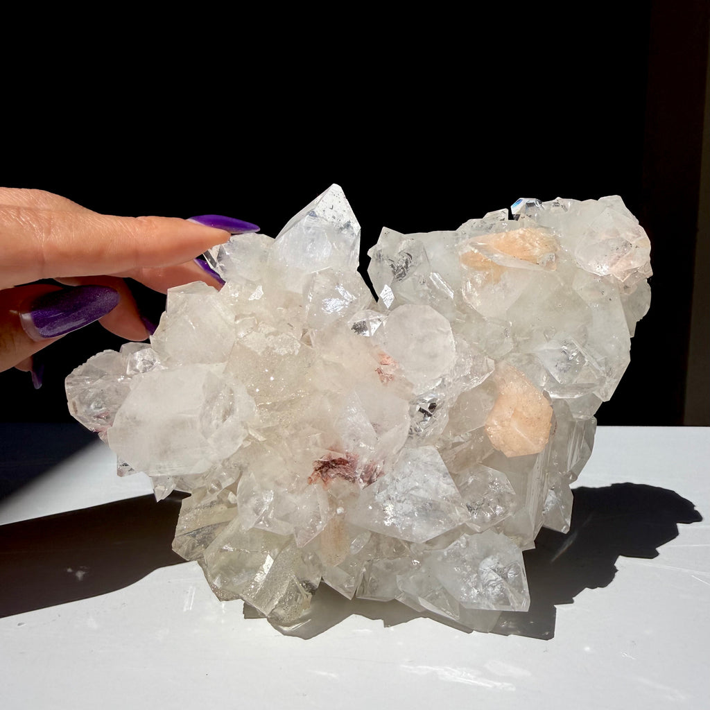 Heulandite & Apophyllite On Calcite Cluster