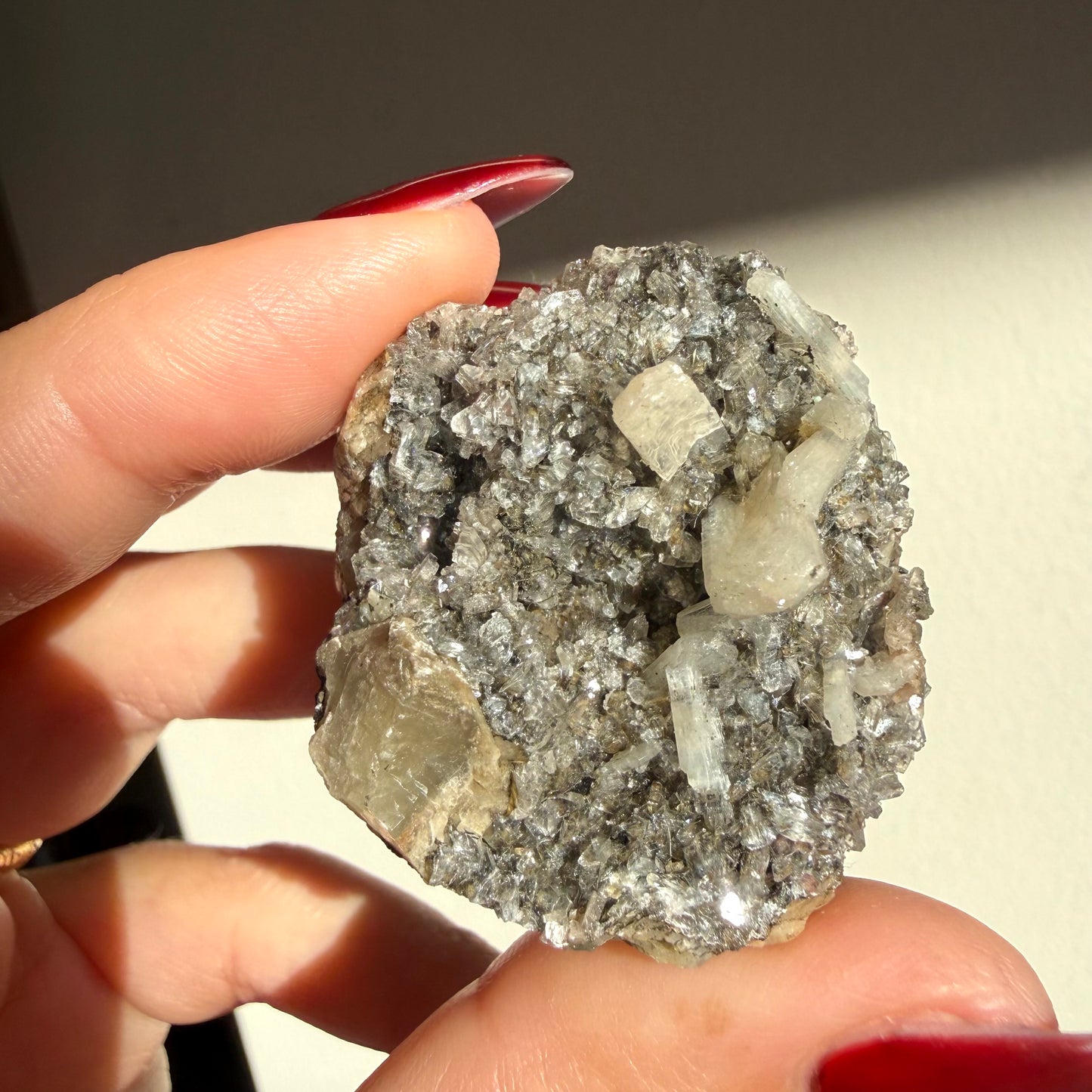 Micro Heulandite + Chalcedony On Calcite Cluster