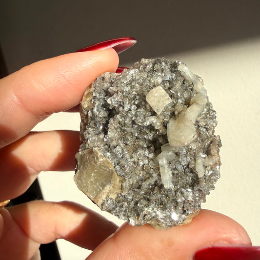 Micro Heulandite + Chalcedony On Calcite Cluster