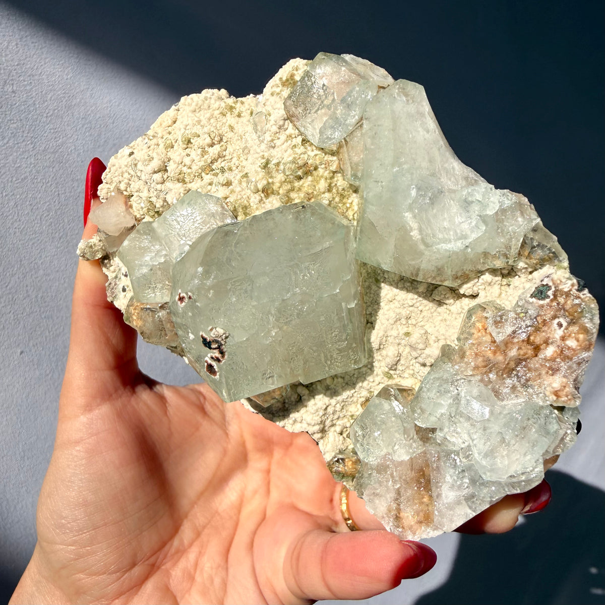 Chalcedony On Green Apophyllite Cluster