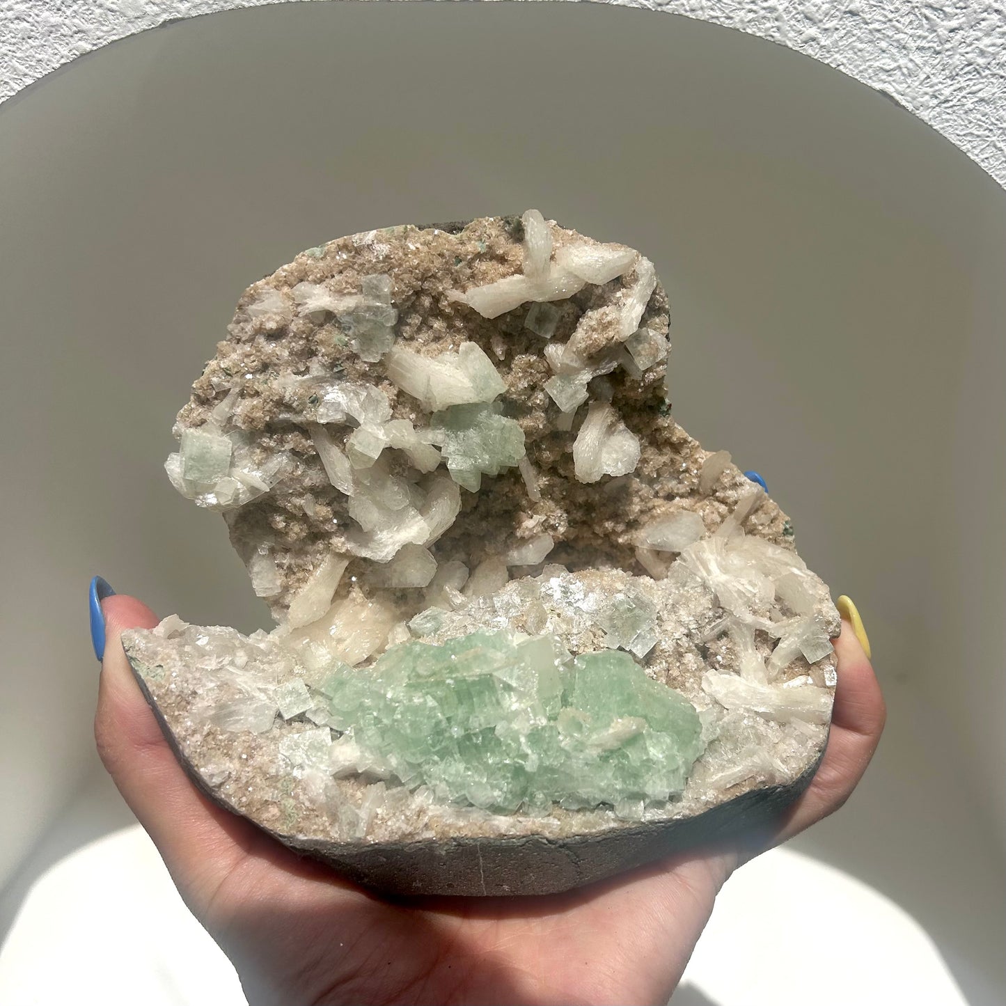 Green Apophyllite + Heulandite + Stilbite Cluster