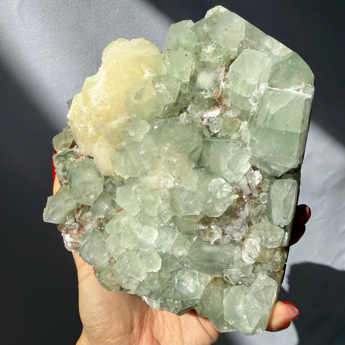 Stilbite On Green Apophyllite Freeform