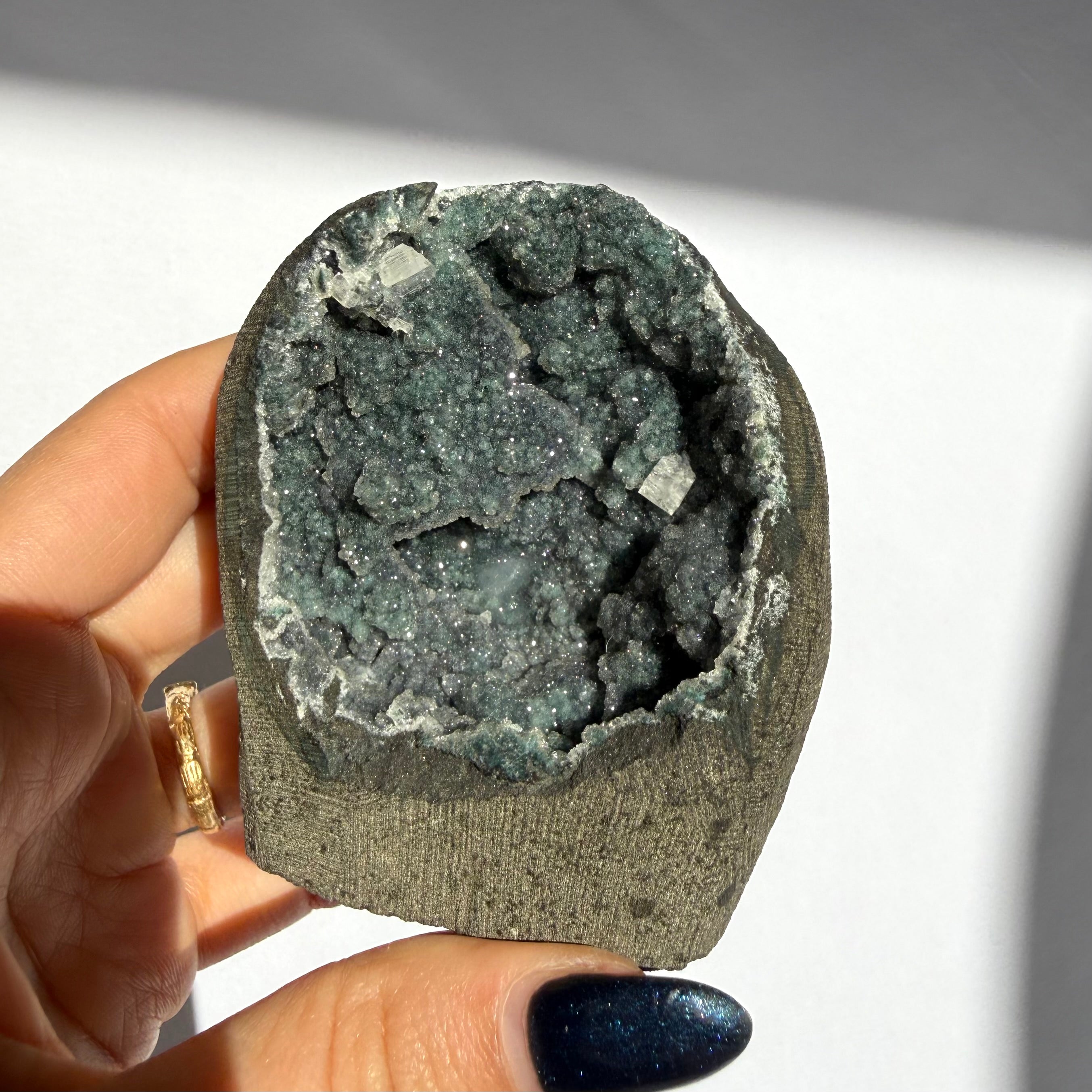 Calcite On Green Chalcedony Freeform