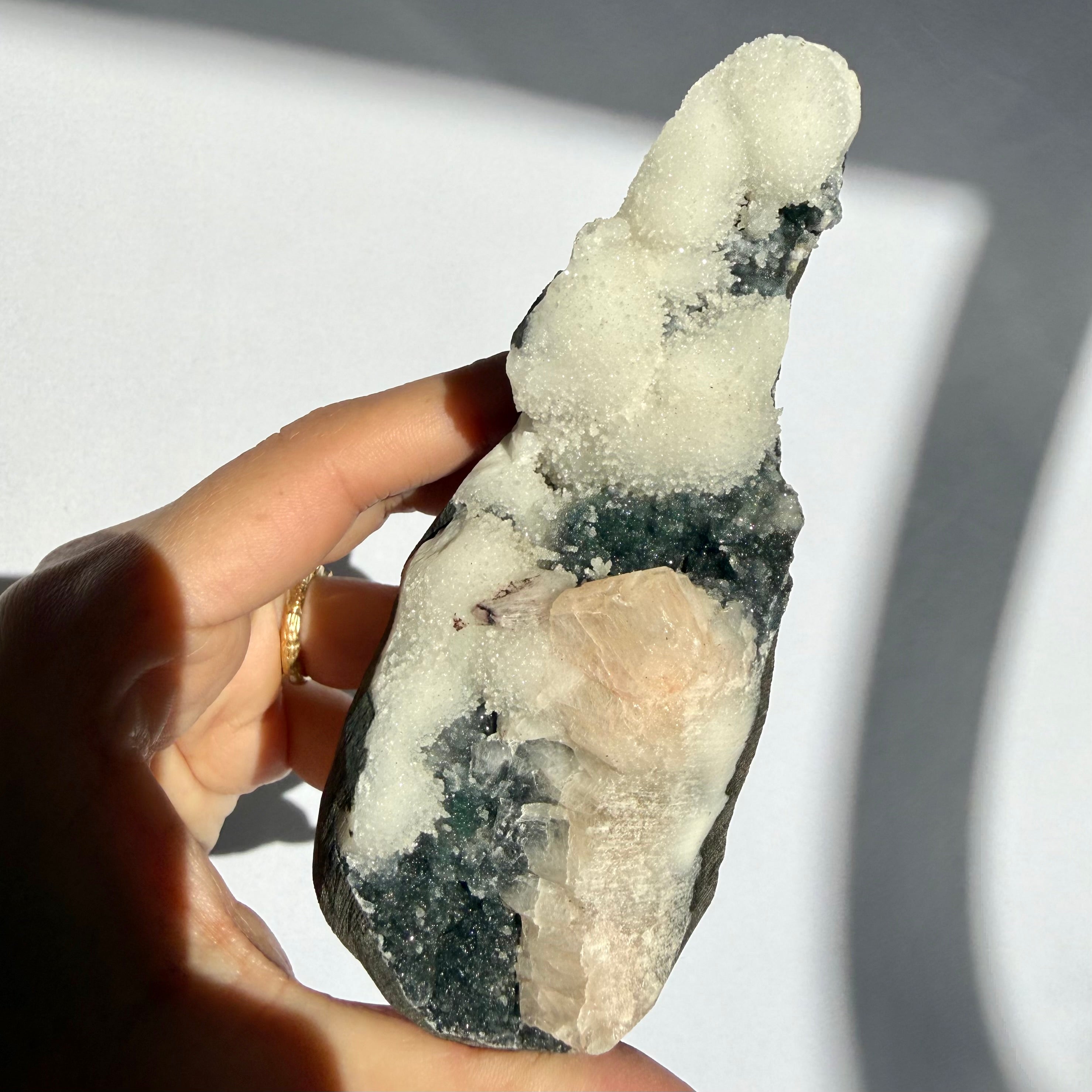 Prehnite & Heulandite On Chalcedony Freeform