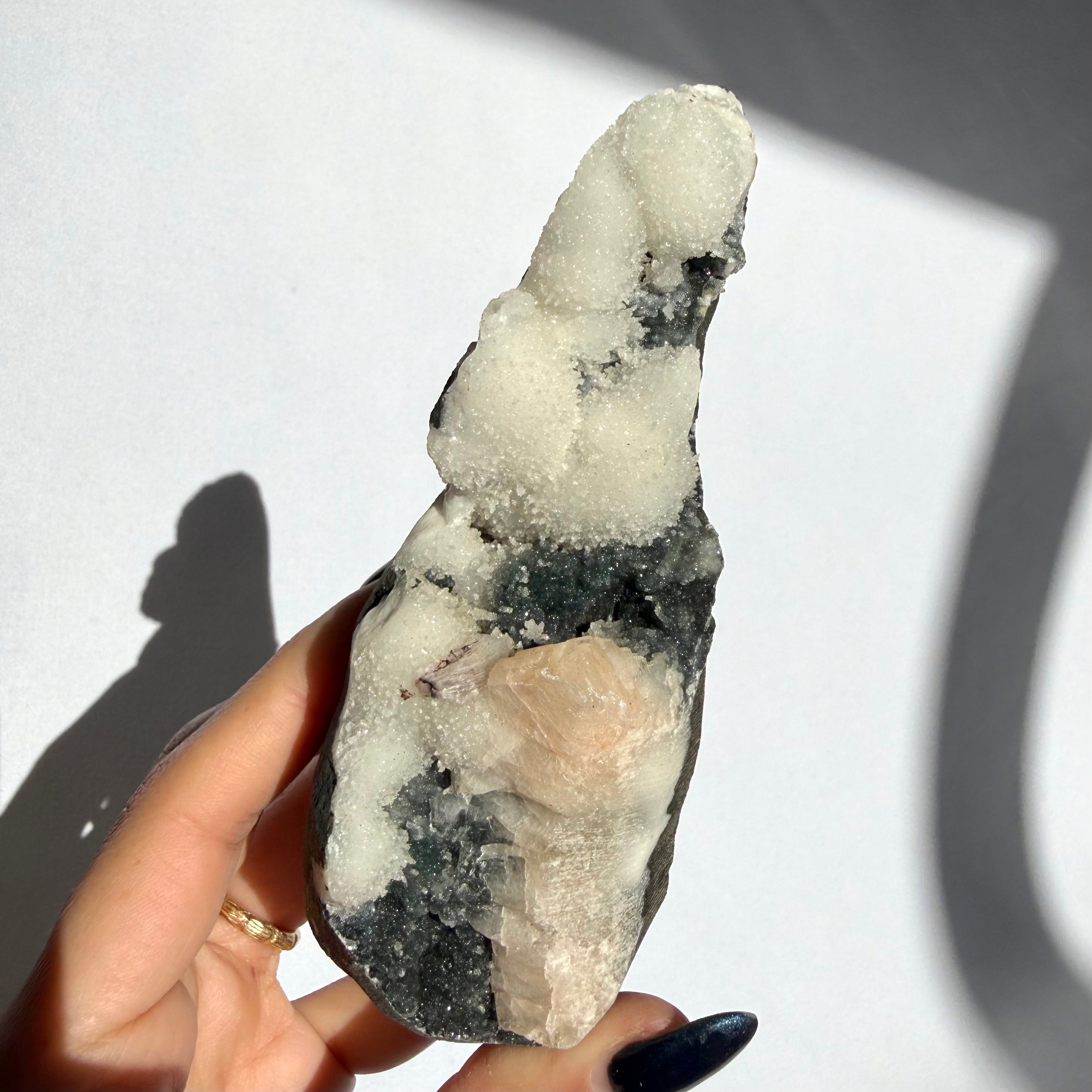 Prehnite & Heulandite On Chalcedony Freeform