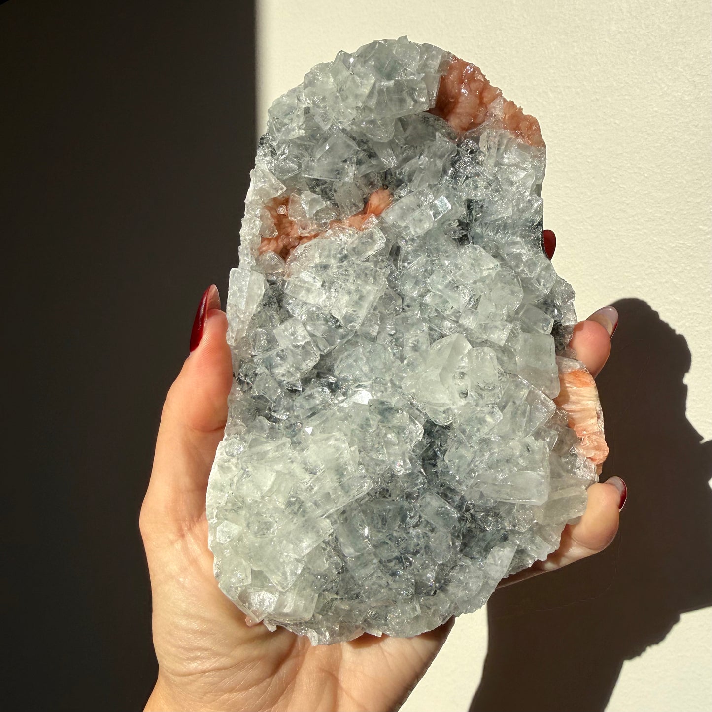 Stilbite On Stormy Apophyllite Cluster