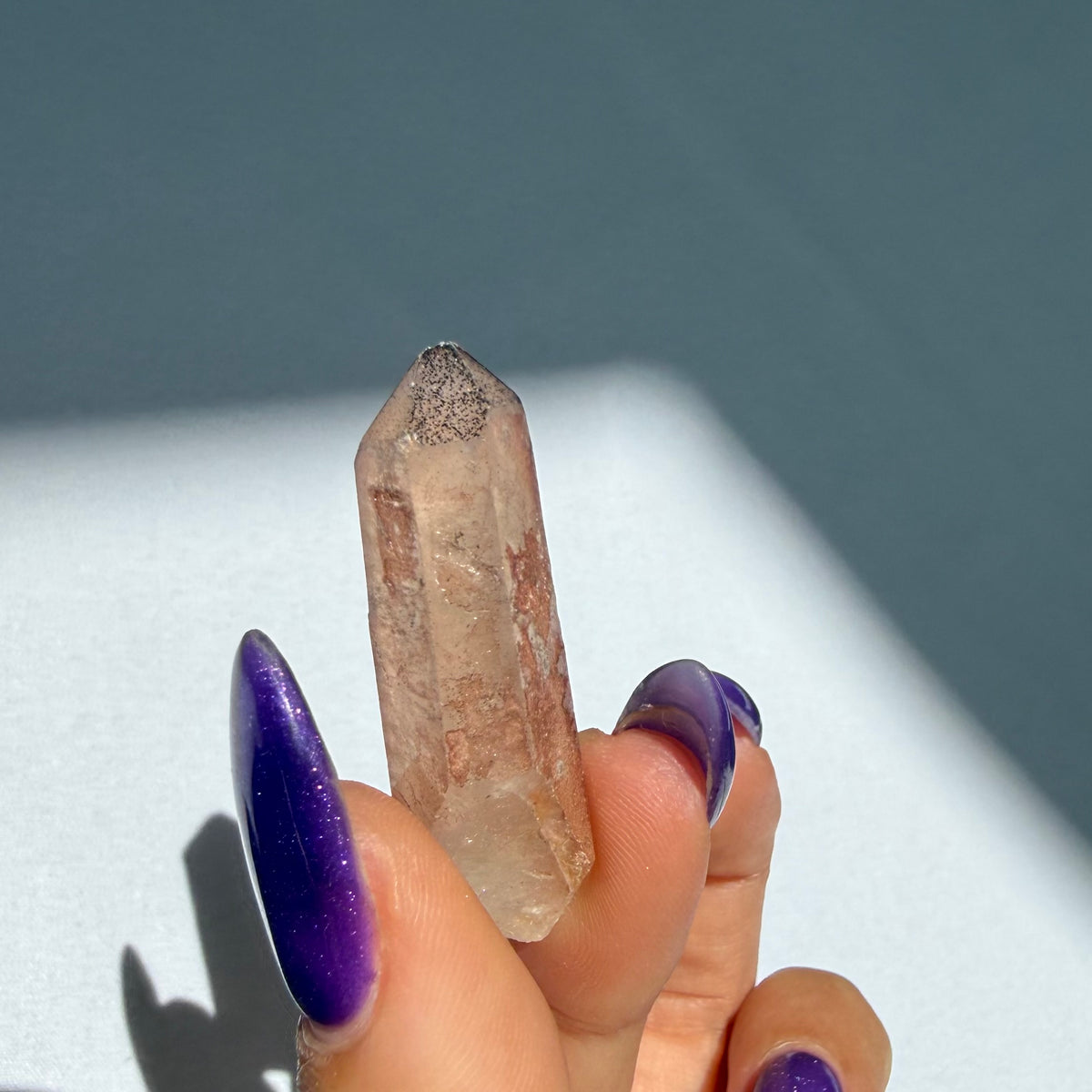 Hematite Quartz Point