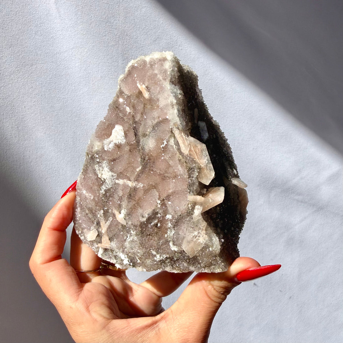 Heulandite On Blush Chalcedony Freeform