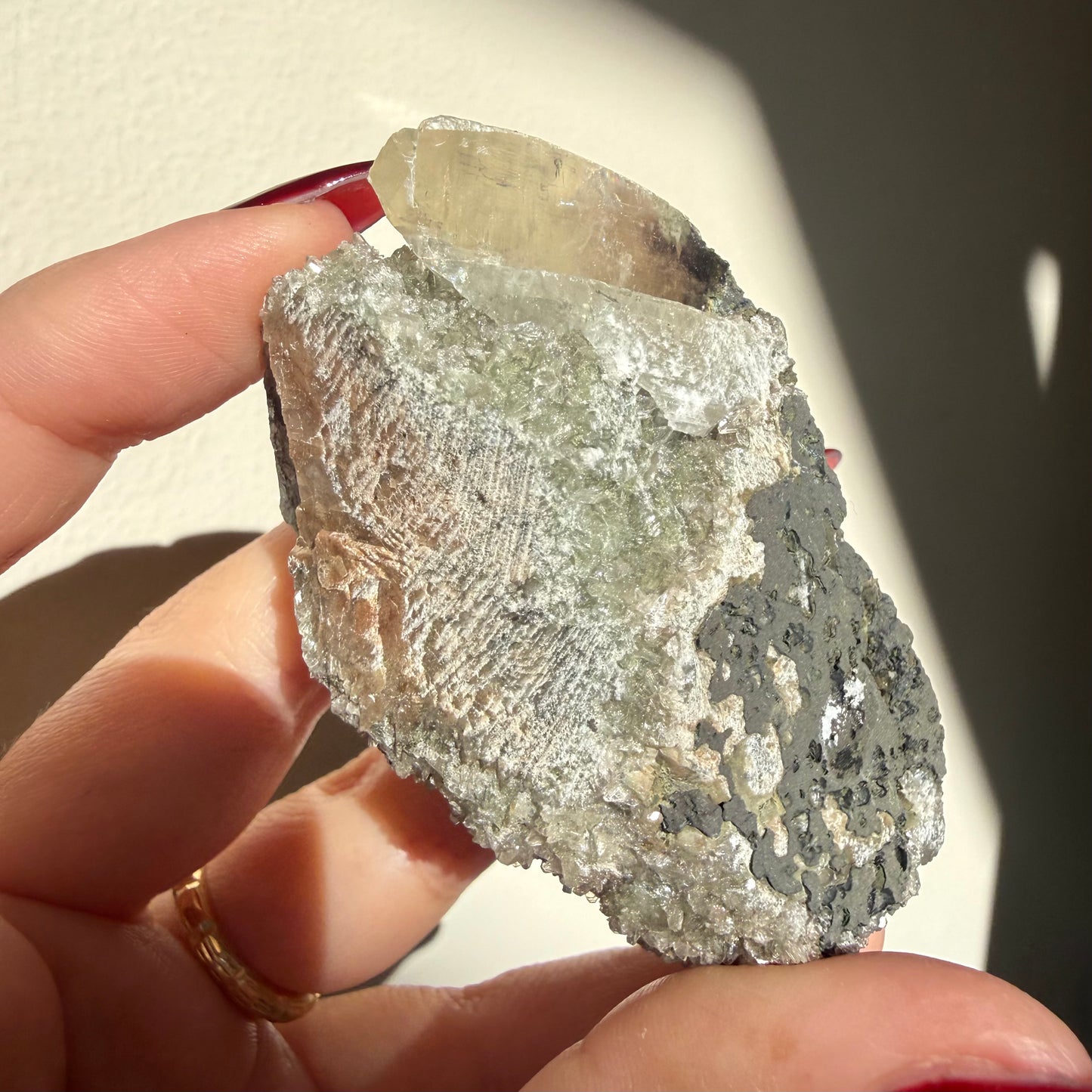 Micro Heulandite + Chalcedony On Calcite Cluster