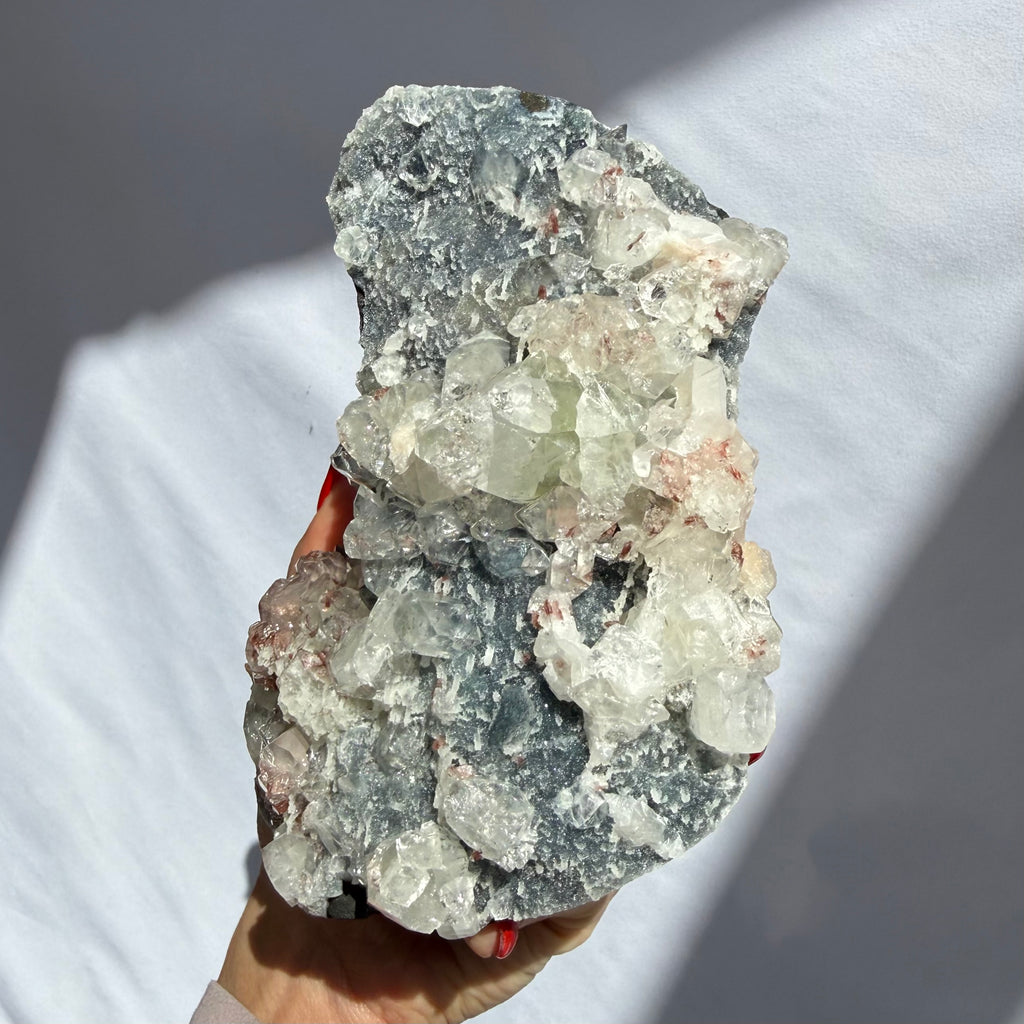 Apophyllite & Heulandite On Blue Chalcedony Freeform