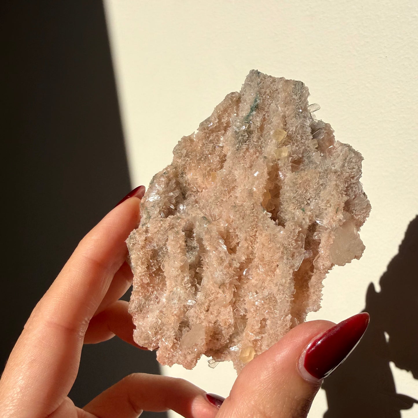 Calcite on Pink Micro Heulandite Cluster