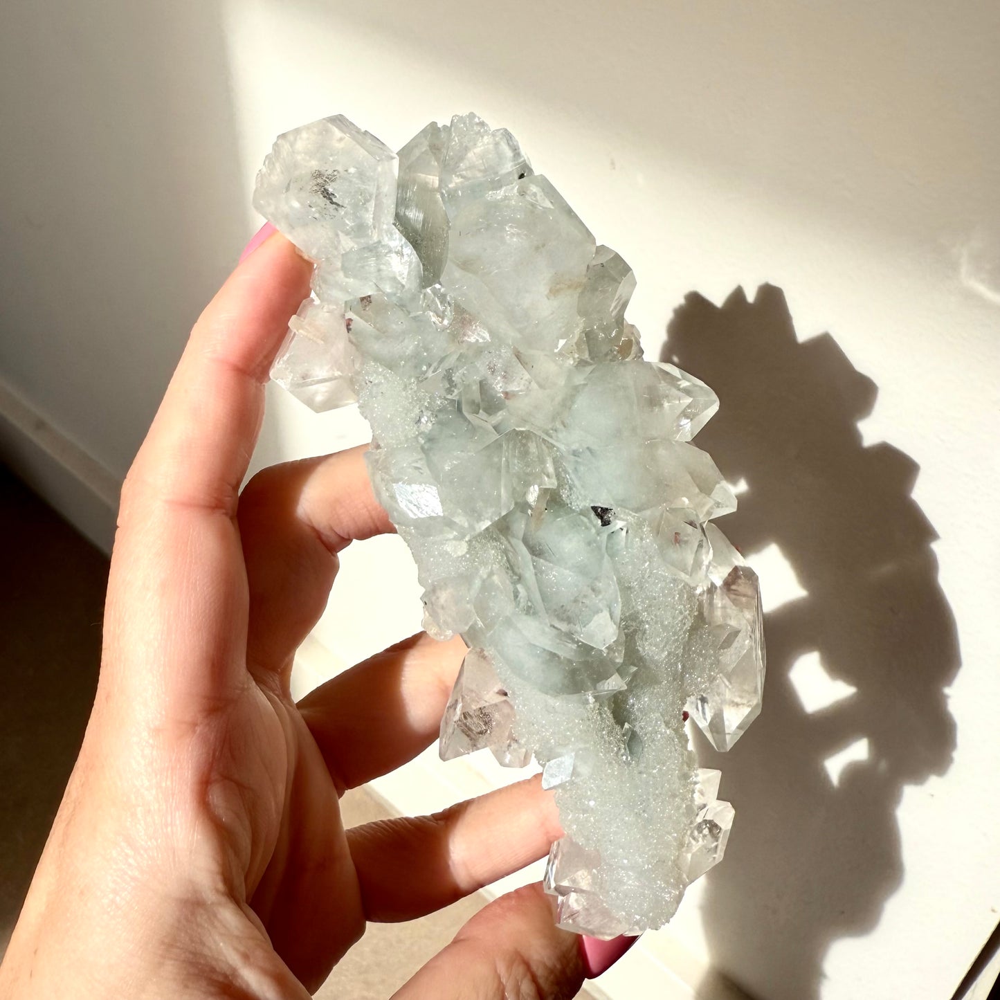 Diamond Apophyllite + Heulandite On White Chalcedony Cluster