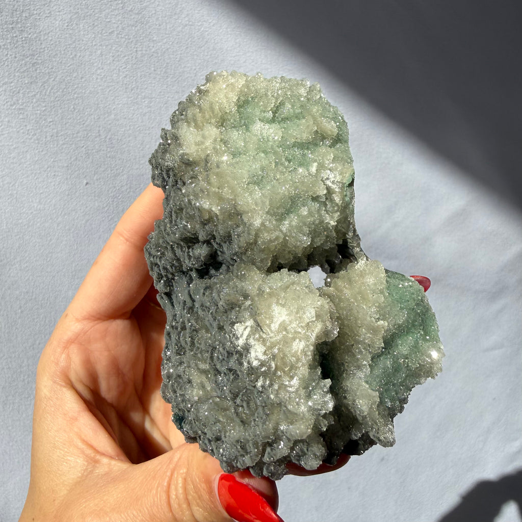 Heulandite, Chalcedony, Celadonite On Feldspar Quartz Cluster