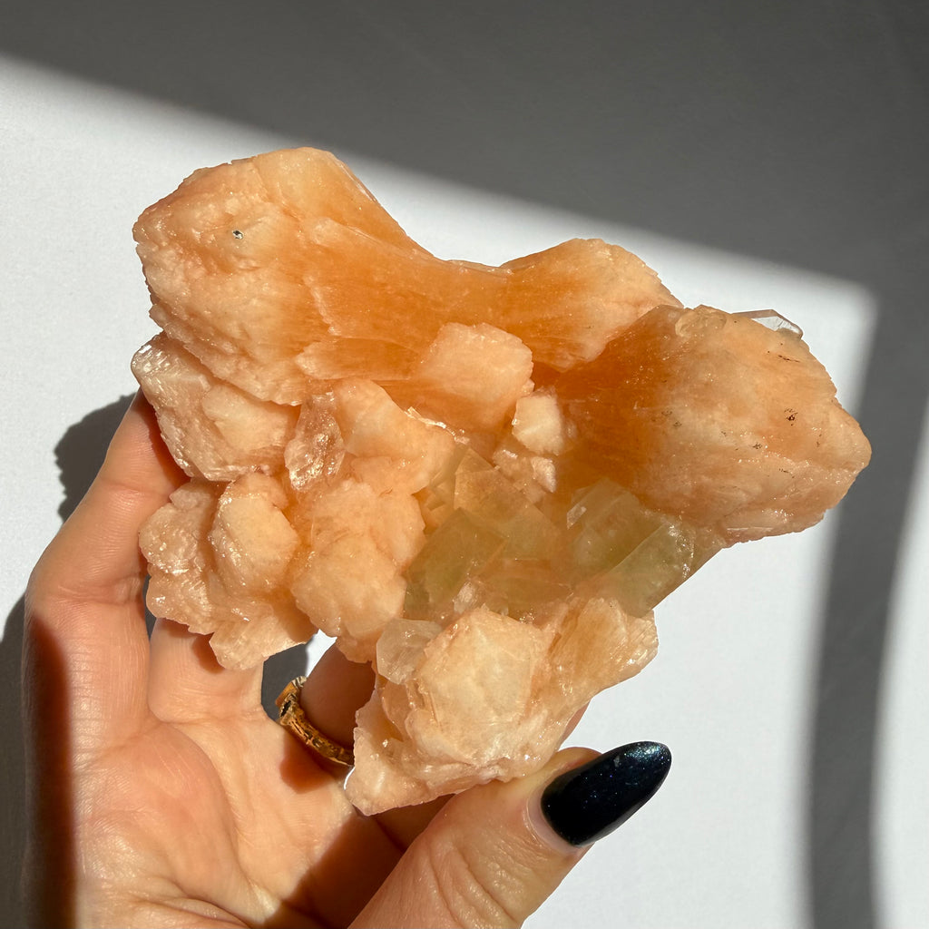 Green Apophyllite On Stilbite Cluster