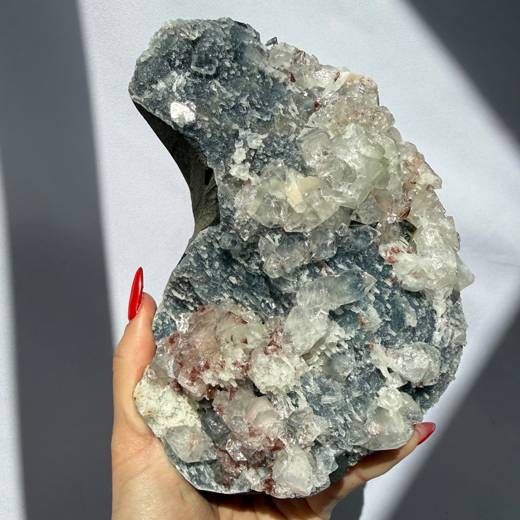 Apophyllite & Heulandite On Blue Chalcedony Freeform