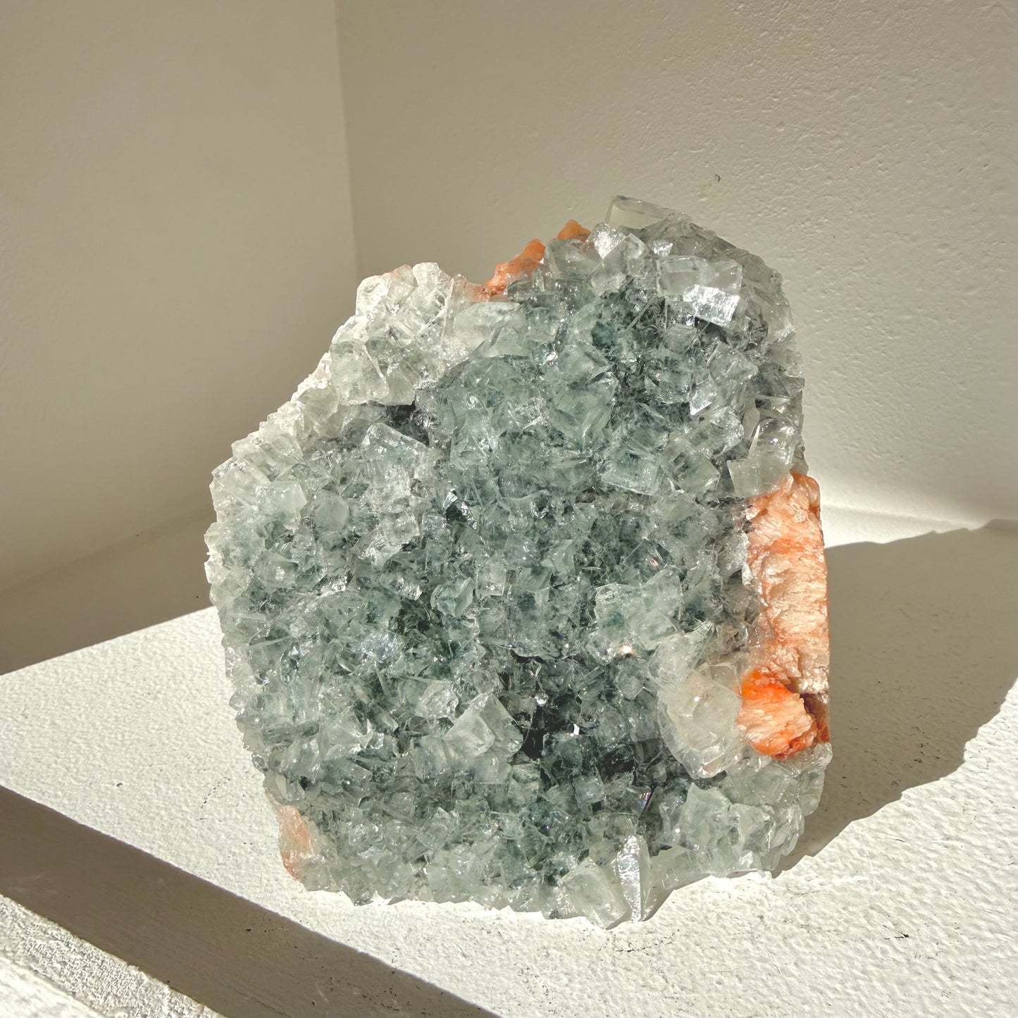 Stilbite On Stormy Apophyllite Freeform Cluster