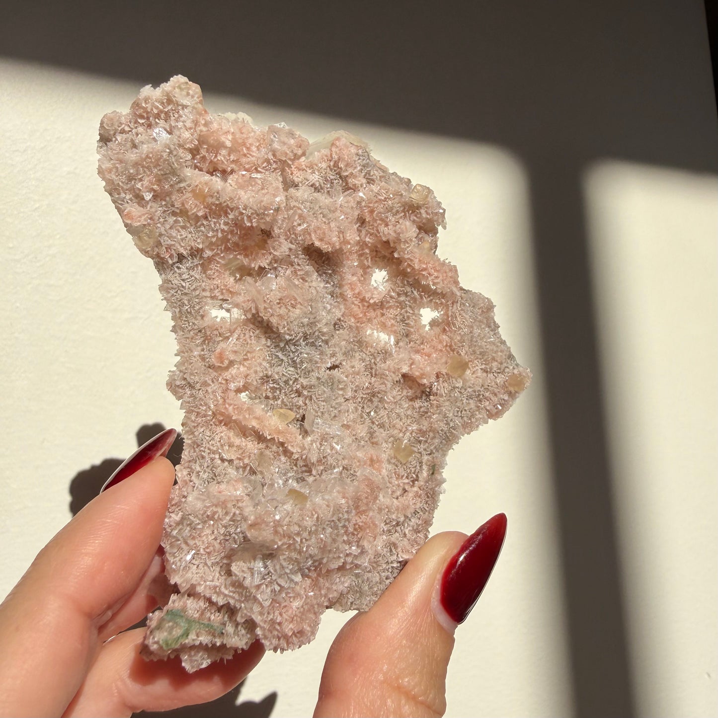 Calcite on Pink Micro Heulandite Cluster
