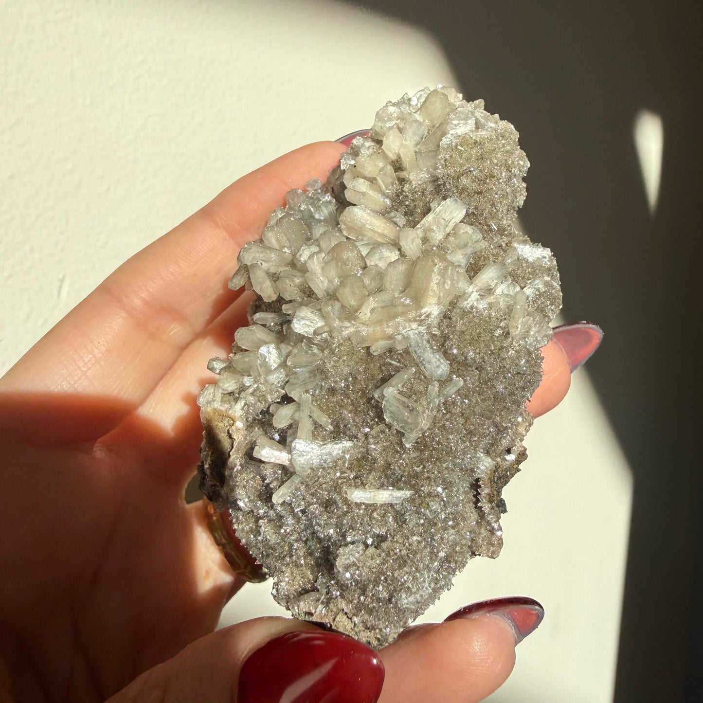 Micro Heulandite + Chalcedony On Calcite Cluster