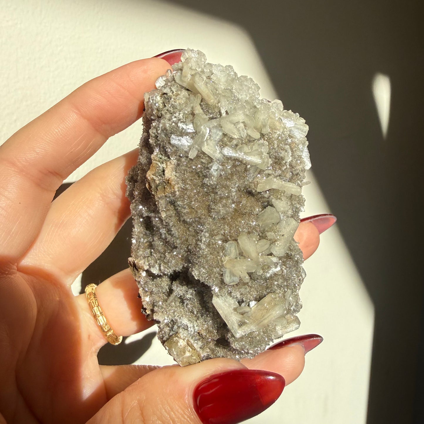 Micro Heulandite + Chalcedony On Calcite Cluster