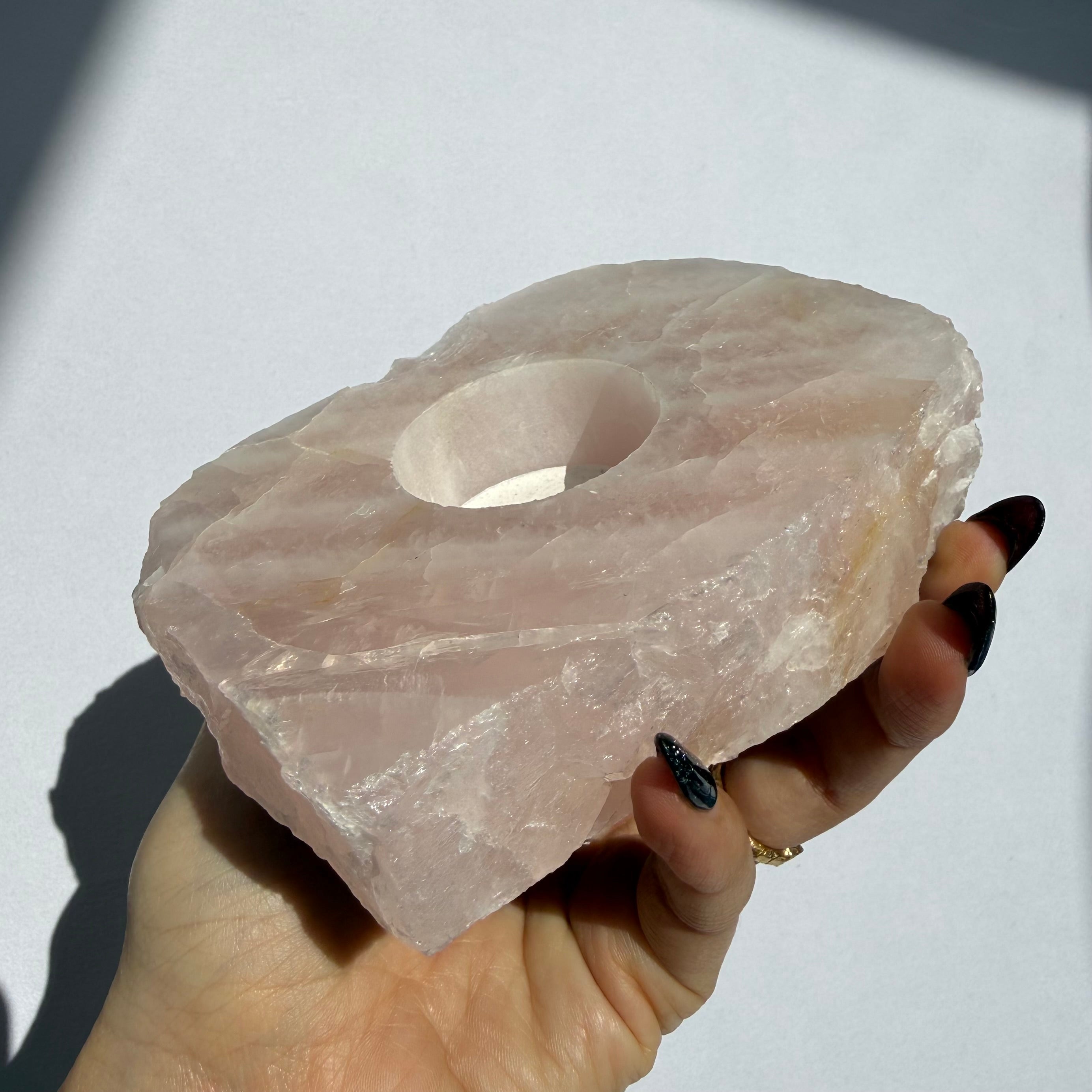 Rose Quartz Tea Light Holder