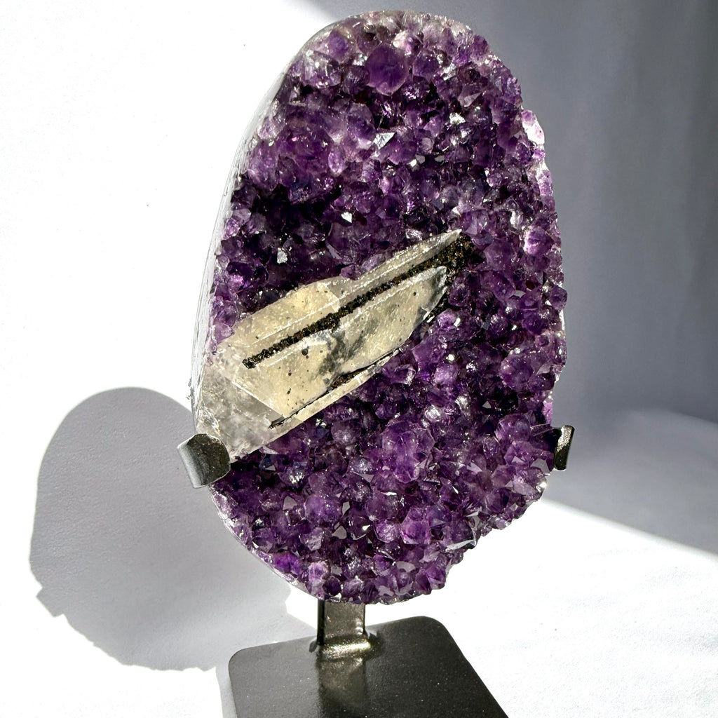 Calcite & Goethite On Uruguayan Amethyst
