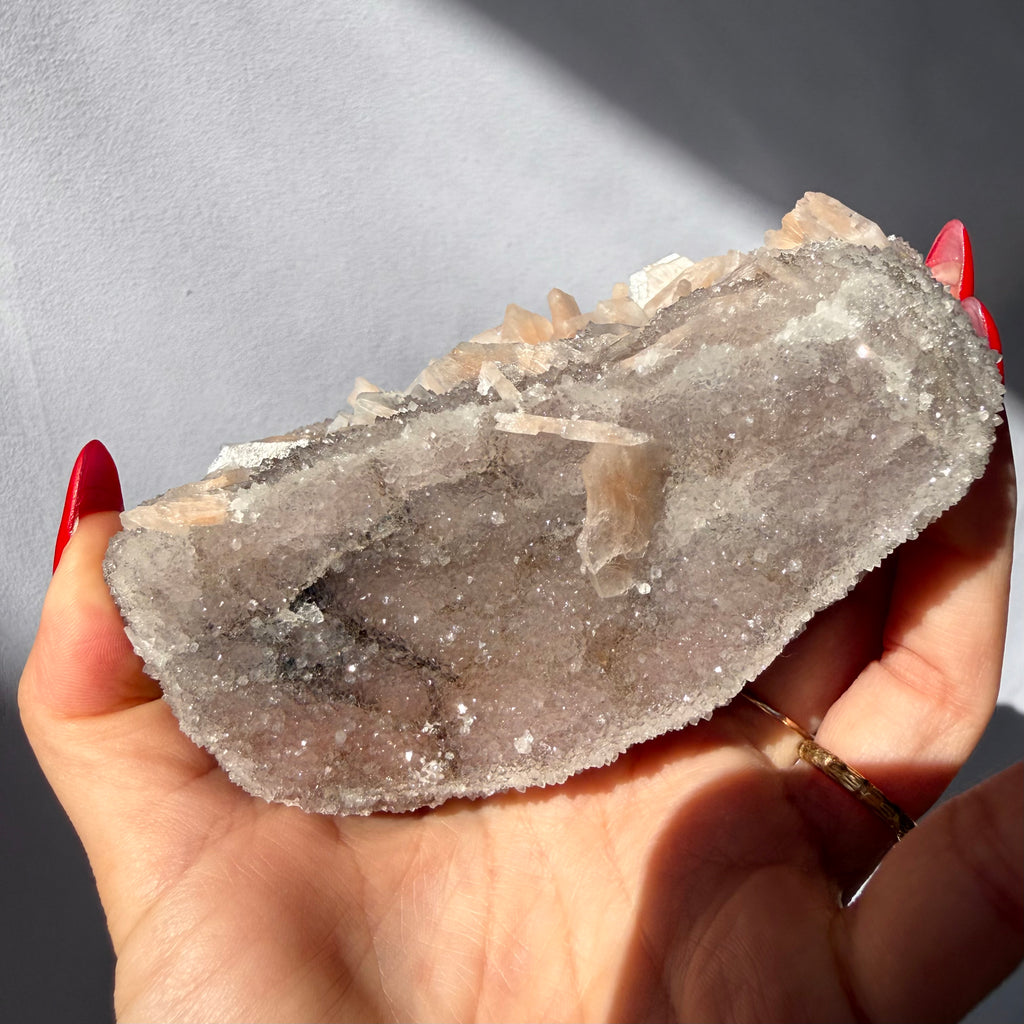 Heulandite On Blush Chalcedony Freeform