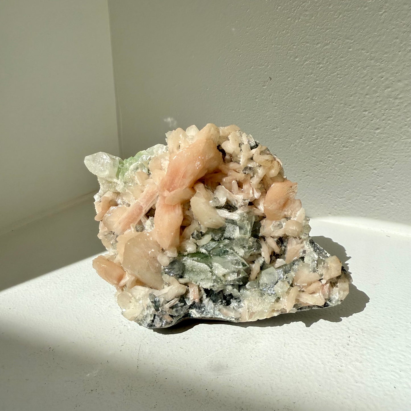 Green Apophyllite, Heulandite Cluster