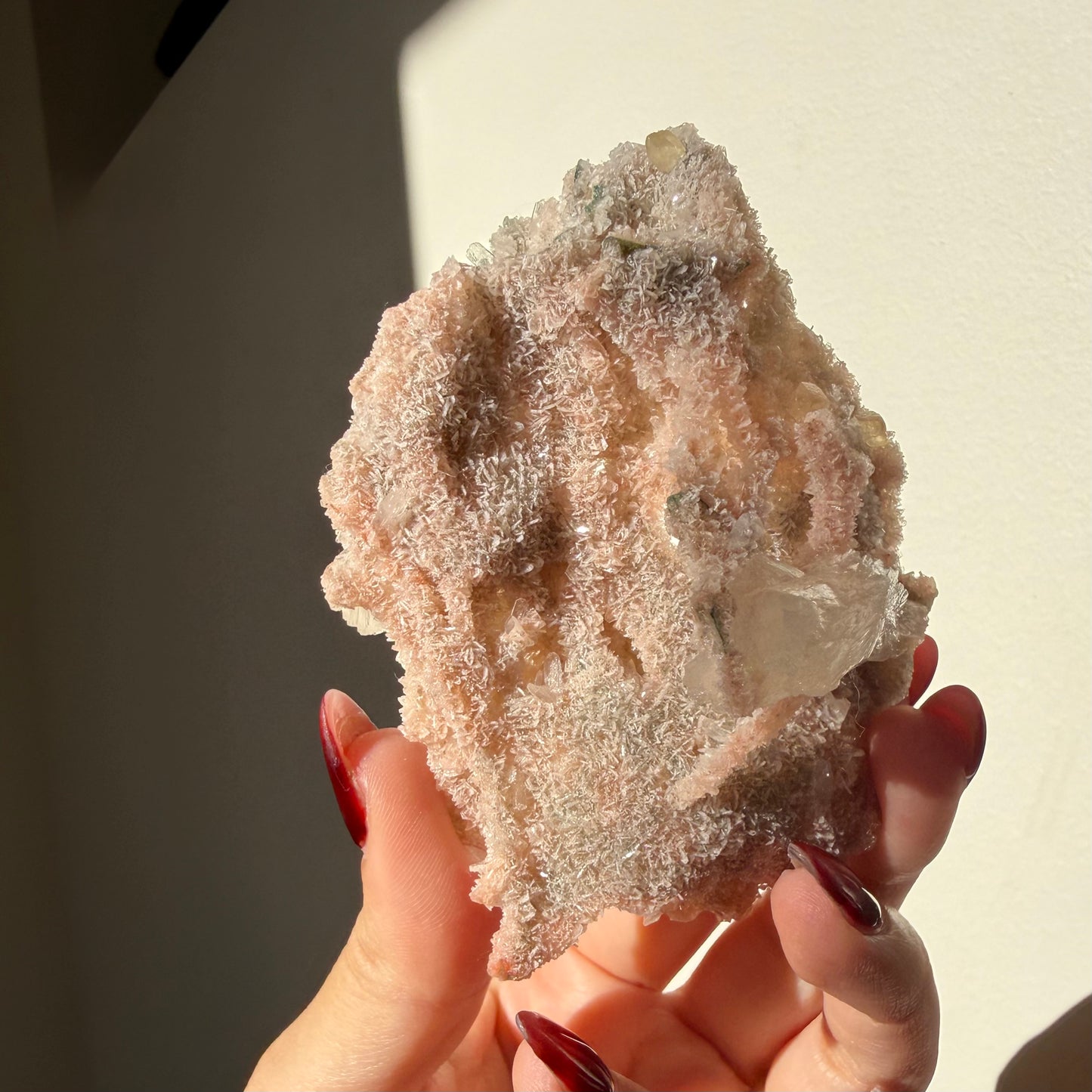 Calcite on Pink Micro Heulandite Cluster
