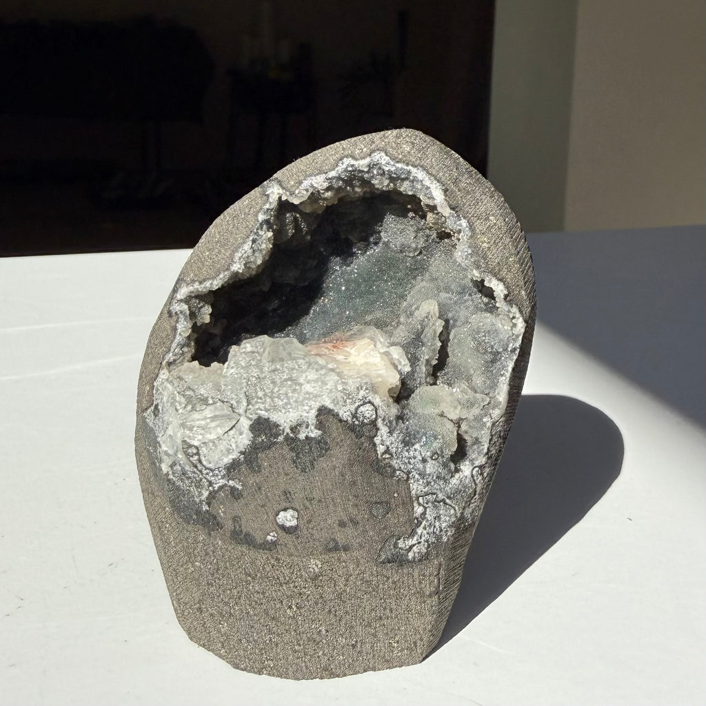 Calcite On Black Chalcedony Freeform