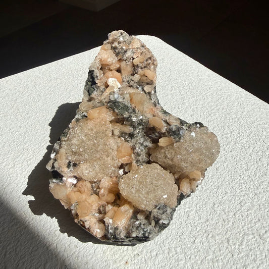 Micro Heulabdite On Calcite Freeform