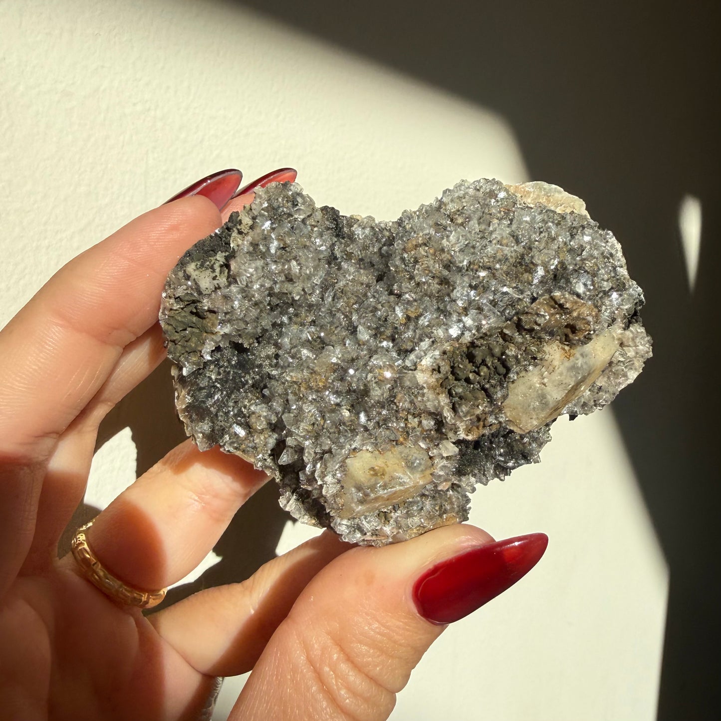 Micro Heulandite + Chalcedony On Calcite Cluster